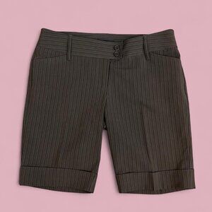 y2k brown pinstriped alt grunge emo long shorts